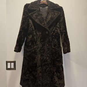 Vintage Elegant Dark Brown Teddy Jacket